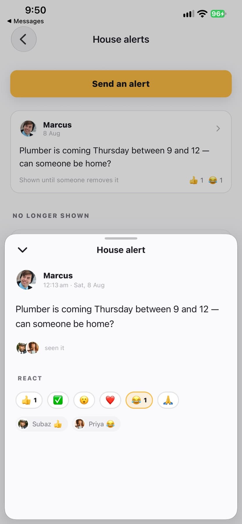 Ghar house alert with reactions